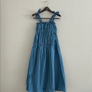 Zara Blue Ruched Sleeveless Dress